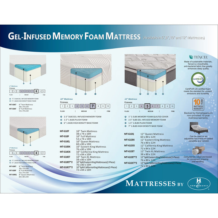 MT-G06F 6" Full Gel-Infused Memory Foam Mattress - MT-G06F