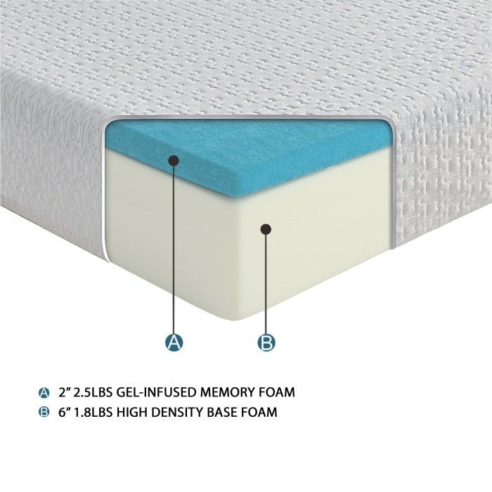 MT-G08F 8" Full Gel-Infused Memory Foam Mattress - MT-G08F
