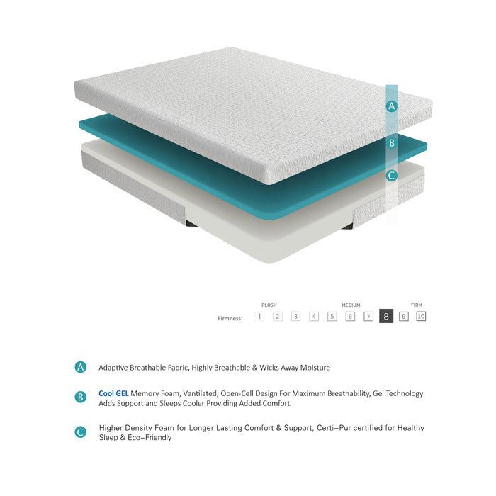 MT-G08T 8" Twin Gel-Infused Memory Foam Mattress - MT-G08T
