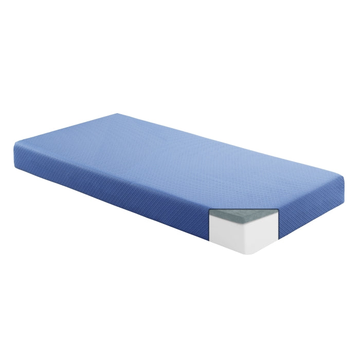 MT-PG07BLT 7" Blue Twin Gel-Infused Memory Foam Mattress and Pillow Set - MT-PG07BLT