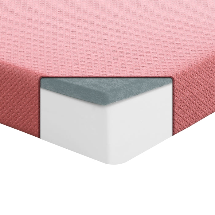 MT-PG07PKT 7" Pink Twin Gel-Infused Memory Foam Mattress and Pillow Set - MT-PG07PKT