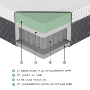 MT-UNH12EK 12" Eastern King Green Tea Gel-Infused Memory Foam Hybrid Mattress - MT-UNH12EK