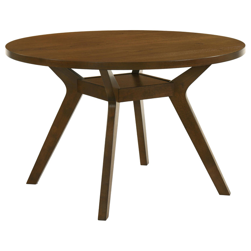 Mueller 48-inch Round Mindi Veneer Dining Table Brown - 193580