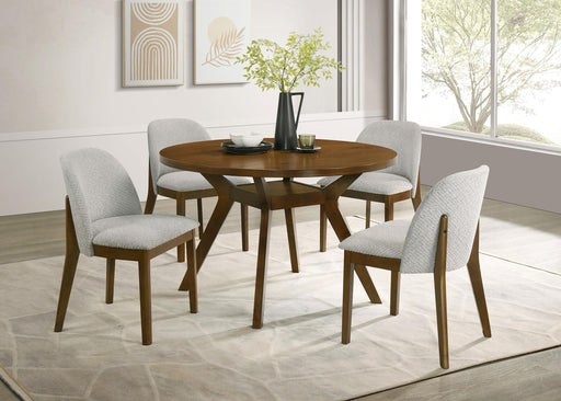Mueller 5-piece 48-inch Round Dining Set Brown and Beige - 193580-S5