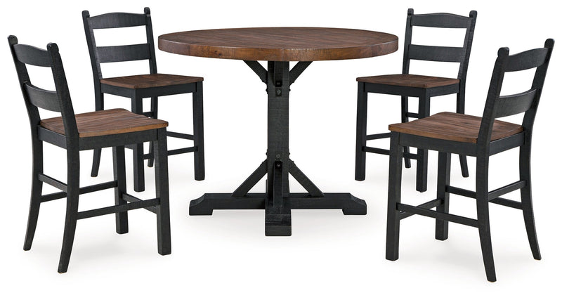 Multi Valebeck Counter Height Dining Table and 4 Barstools with Storage - PKG016052