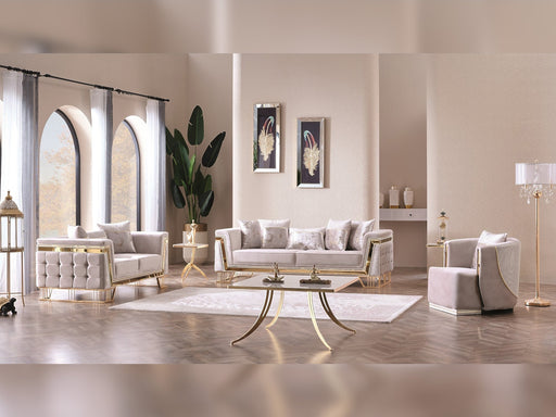 Munich 3-pieces (Sofa & Loveseat & Chair) Livingroom Set Cream in Cream - 101-MUN-TRK276-321