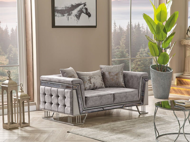 Munich 3-pieces (Sofa & Loveseat & Chair) Livingroom Set Grey in Grey - 101-MUN-TRK375-321