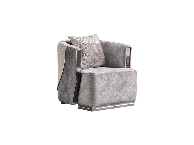 Munich 3-pieces (Sofa & Loveseat & Chair) Livingroom Set Grey in Grey - 101-MUN-TRK375-321