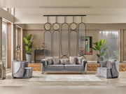 Munich 3-pieces (Sofa & Loveseat & Chair) Livingroom Set Grey in Grey - 101-MUN-TRK375-321