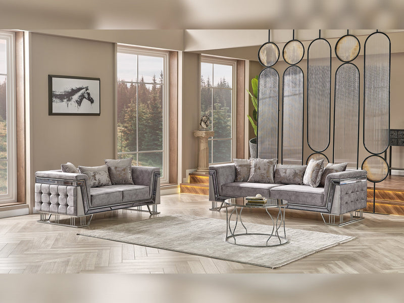 Munich 3-pieces (Sofa & Loveseat & Chair) Livingroom Set Grey in Grey - 101-MUN-TRK375-321