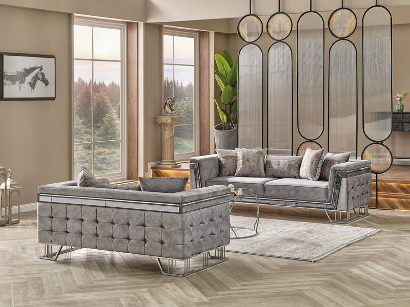 Munich 3-pieces (Sofa & Loveseat & Chair) Livingroom Set Grey in Grey - 101-MUN-TRK375-321