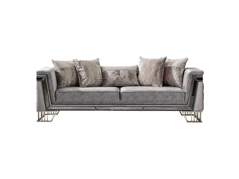 Munich 3-pieces (Sofa & Loveseat & Chair) Livingroom Set Grey in Grey - 101-MUN-TRK375-321