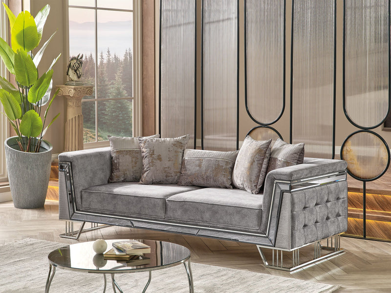 Munich 3-pieces (Sofa & Loveseat & Chair) Livingroom Set Grey in Grey - 101-MUN-TRK375-321