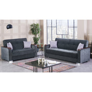 Munich 65 in. Convertible Sleeper Loveseat in Dark Grey with Storage - Gate FurnitureLoveseat