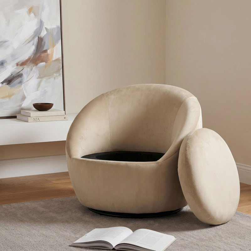 Myernick Velvet Upholstered Swivel Accent Chair Camel - 903228