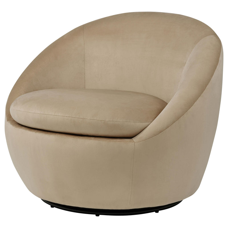 Myernick Velvet Upholstered Swivel Accent Chair Camel - 903228