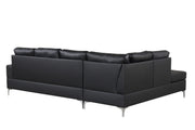 Myers - 2 PC Reversible Black Sectional with Drop-Down Table, Cup Holder, Metal Legs - S560-Sectional-Black-Metal Legs