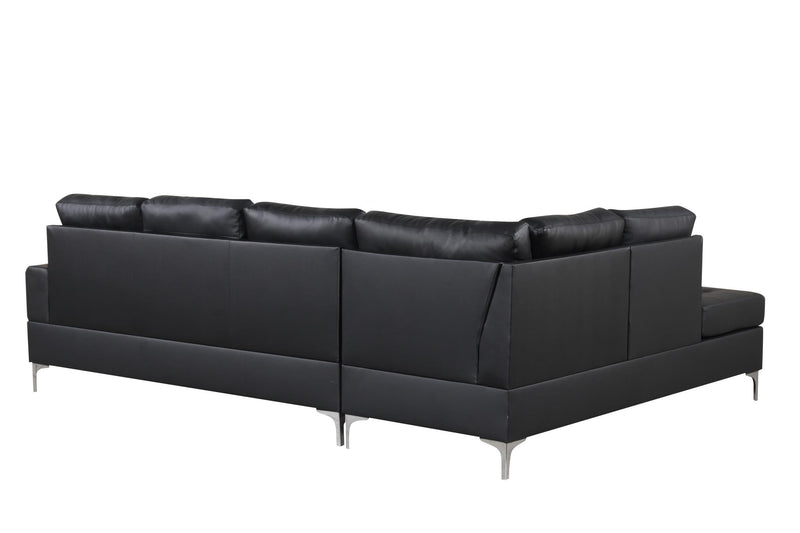 Myers - 2 PC Reversible Black Sectional with Drop-Down Table, Cup Holder, Metal Legs - S560-Sectional-Black-Metal Legs