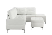 Myers - 2 PC Reversible White Sectional with Drop-Down Table, Cup Holder, Metal Legs - S561-Sectional-White-Metal Legs