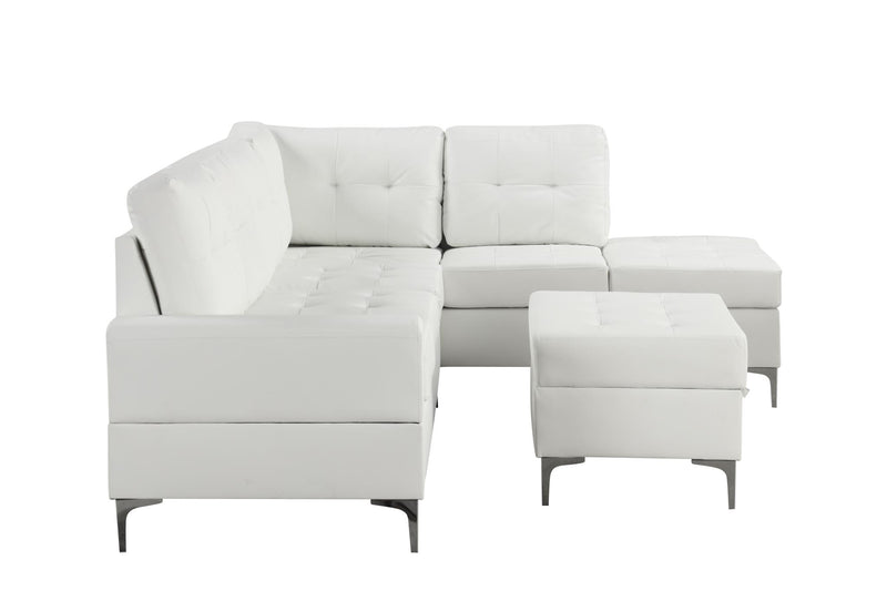 Myers - 2 PC White Sectional with Storage Ottoman, Metal Legs - S561-Sectional & O-White-Metal Legs