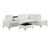 Myers - White Storage Ottoman with Metal Legs - S561-O-White-Metal Legs