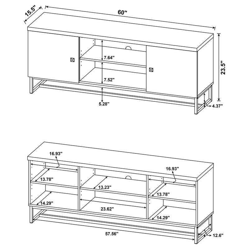 Myles 2-door Engineered Wood 60-inch TV Stand Rustic Oak - 736052