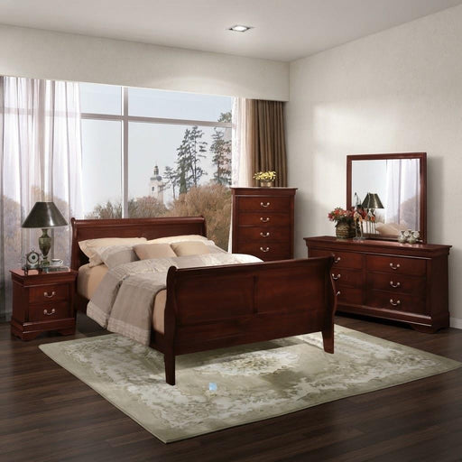 Mystic - Cherry King Bed, Dresser, Mirror, Nightstand - B342-KDMN