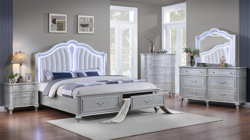 Mystic King 5 Pc Bedroom Set in Silver - Mystic King 5 Pc Bedroom Set in Silver