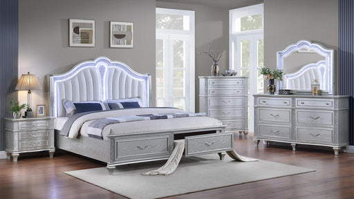 Mystic King 5 Pc Bedroom Set in Silver - Mystic King 5 Pc Bedroom Set in Silver