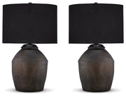 Naareman 2-Piece Table Lamp Set in Metallic Black - PKG019343