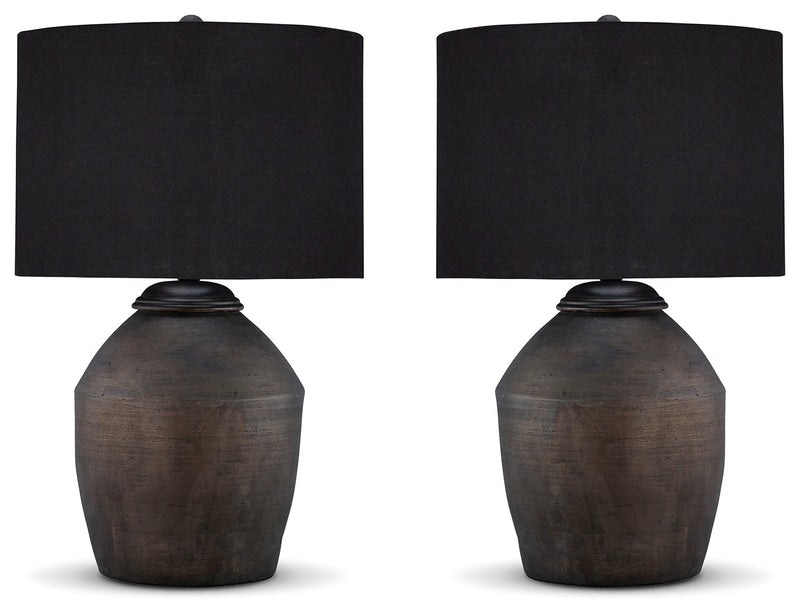 Naareman 2-Piece Table Lamp Set in Metallic Black - PKG019343