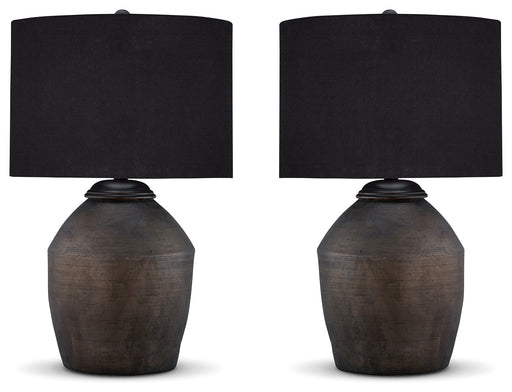 Naareman 2-Piece Table Lamp Set in Metallic Black - PKG019343