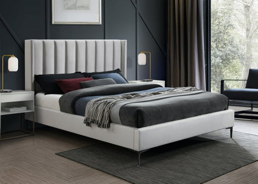 Nadia Velvet King Bed Cream - Gate FurnitureKing Bed