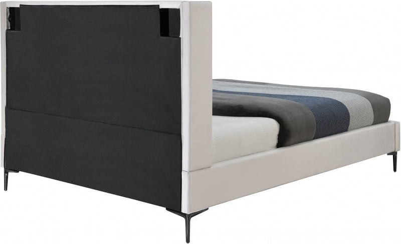 Nadia Velvet King Bed Cream - Gate FurnitureKing Bed