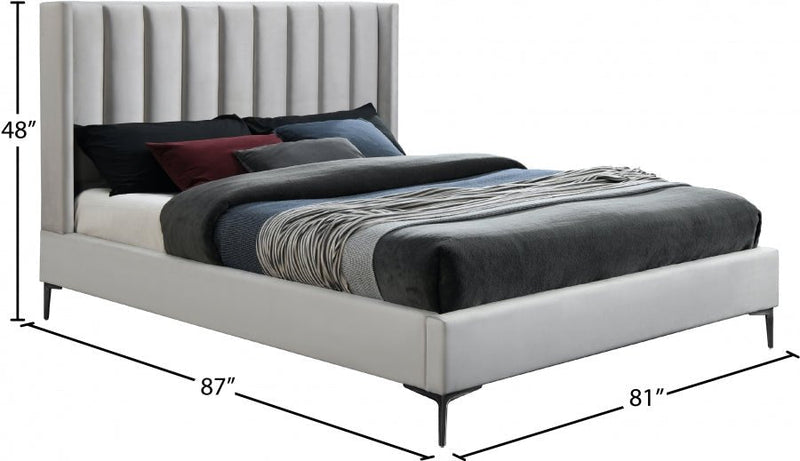 Nadia Velvet King Bed Cream - Gate FurnitureKing Bed