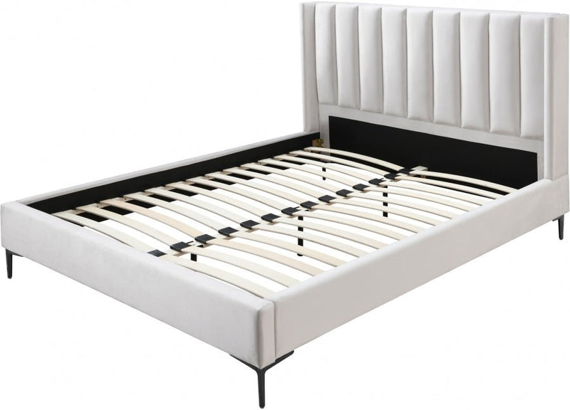 Nadia Velvet King Bed Cream - Gate FurnitureKing Bed