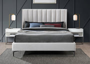 Nadia Velvet King Bed Cream - Gate FurnitureKing Bed