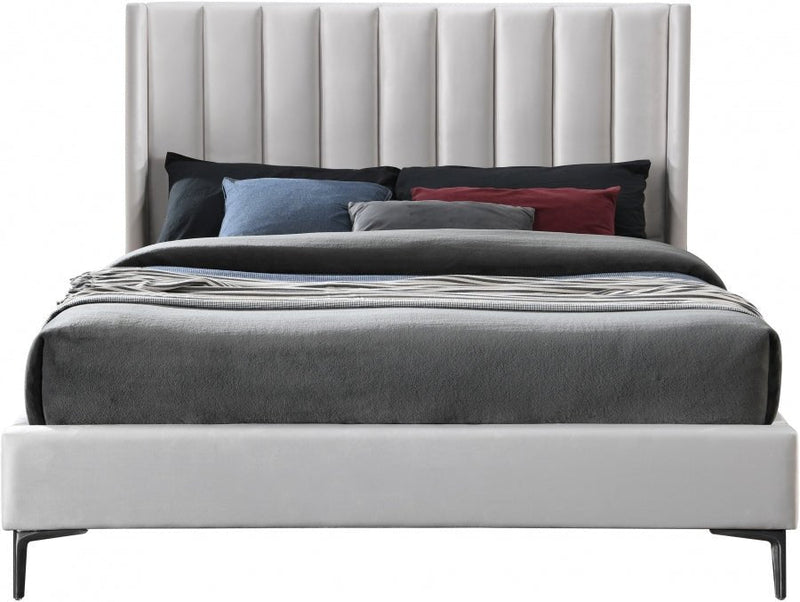 Nadia Velvet Queen Bed Cream - Gate FurnitureQueen Bed