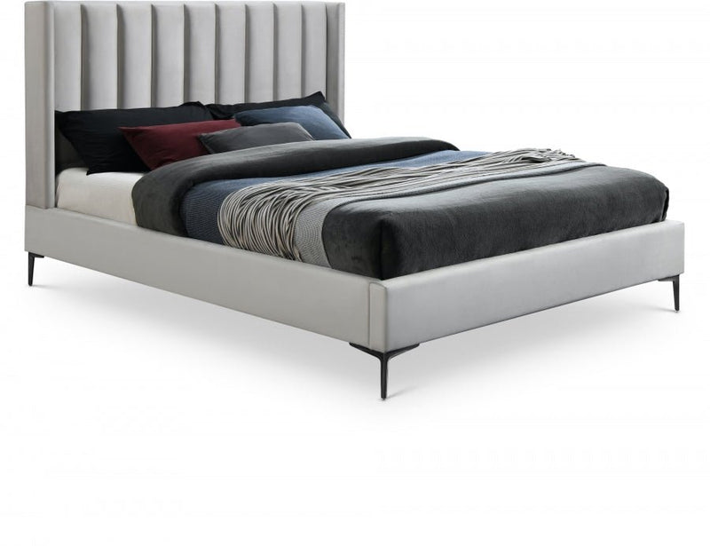 Nadia Velvet Queen Bed Cream - Gate FurnitureQueen Bed