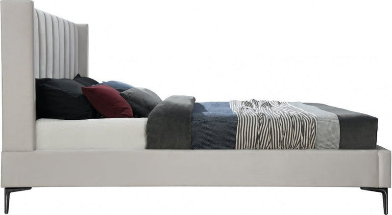 Nadia Velvet Queen Bed Cream - Gate FurnitureQueen Bed