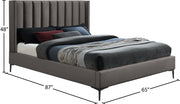 Nadia Velvet Queen Bed Grey - Gate FurnitureQueen Bed