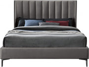 Nadia Velvet Queen Bed Grey - Gate FurnitureQueen Bed