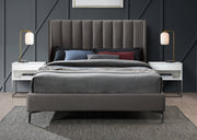 Nadia Velvet Queen Bed Grey - Gate FurnitureQueen Bed
