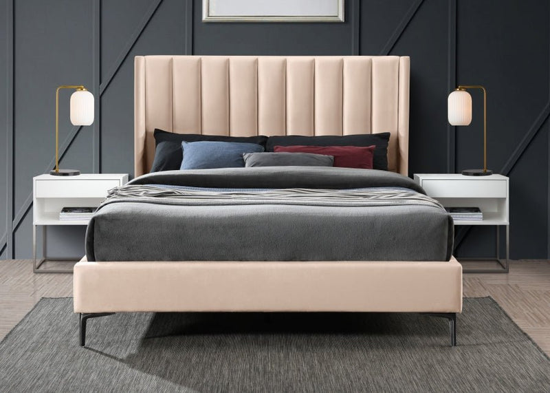 Nadia Velvet Queen Bed Pink - Gate FurnitureQueen Bed