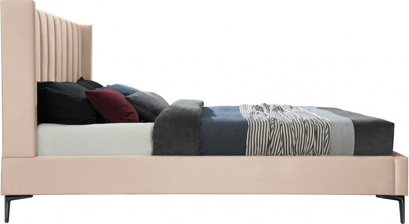 Nadia Velvet Queen Bed Pink - Gate FurnitureQueen Bed