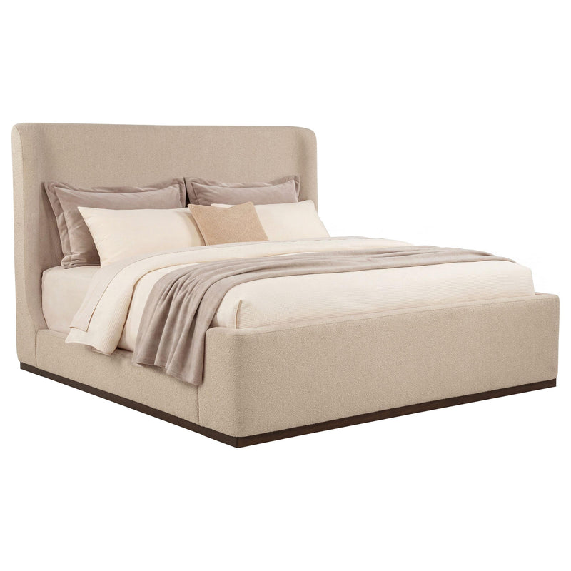 Nala Eastern King Fabric Upholstered Platform Bed Tan - 315978KE