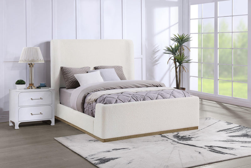 Nala Queen Bouclé Upholstered Platform Bed Cream - 302046Q