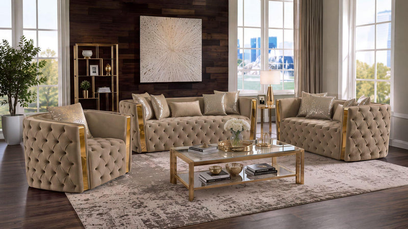 Naomi 2 Pc Living Room Set Taupe - C - Naomi 2 Pc Living Room Set Taupe - C