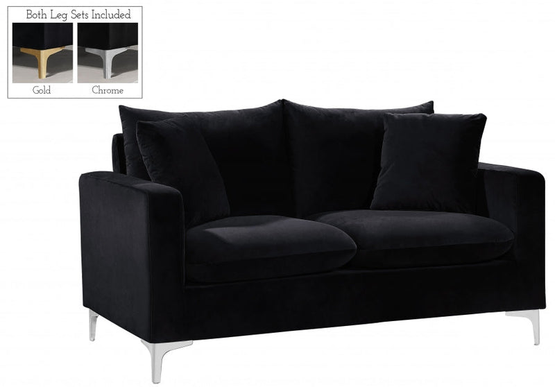 Naomi 58" Velvet Upholstered Loveseat in Black - 633Black-L
