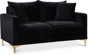 Naomi 58" Velvet Upholstered Loveseat in Black - 633Black-L